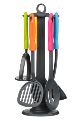 Orsina Unique 5Pc Grey Nylon Kitchen Tool Set,cooking Tool Set,kitchen Gadget Set,utensil Holder With Utensils from B&Q