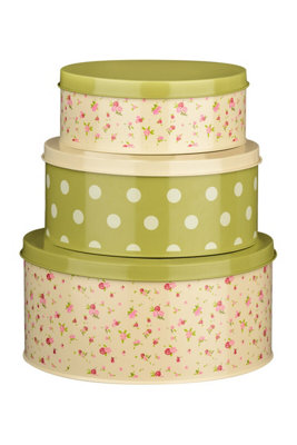 Orsina Set Of 3 Storage TinsCharming Floral Design Canisters With LidsIdeal For Storing TeaCoffeeSugar