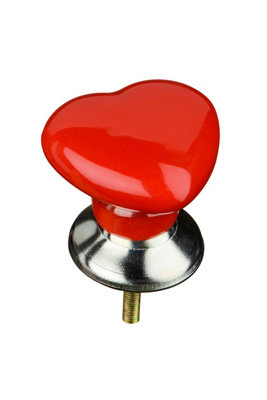 Orsina Heart Shape Red Ceramic Drawer Knobs from B&Q