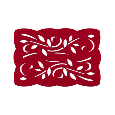 Orsina Set Of Two Red Felt Leaf Design PlacematsDurable Heat-Resistant Table Mats For Dining from B&Q