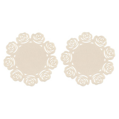 Orsina Set Of Two Ivory Felt Flower Design PlacematsDurable Heat-Resistant Table Mats For Dining from B&Q