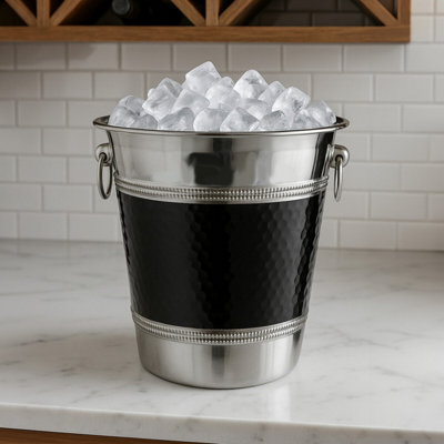 Orsina Champagne/wine Hammered Black Band  Bucket from B&Q