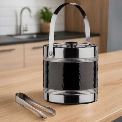Orsina Black Ice Bucket With Tongs from B&Q