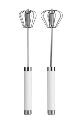 Orsina Set Of 2 Press & Spin Whisks,rust-Resistant Kitchen Whisks,versatile Whisks For Baking,convenient Whisk Set from B&Q