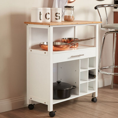 Orsina Compact Design White And Bamboo Top 1 Drawer Kitchen TrolleySturdy Kitchen Trolley For Entertaining Guests from B&Q