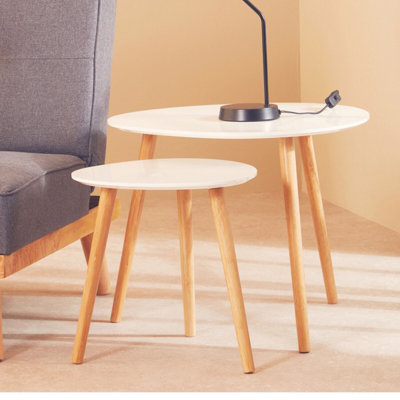 Orsina Triangular Nest Of 2 TablesHigh Gloss Nesting TableConsole Tables For Living RoomDurable Small Tables from B&Q