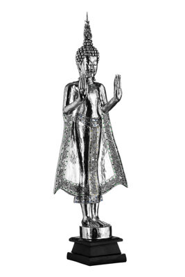 Orsina Silver Standing Buddha Sculpture from B&Q