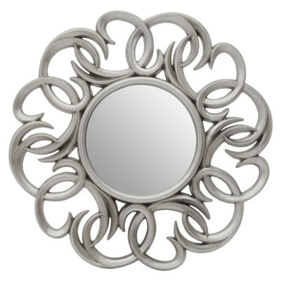 Orsina Entwined Silver Swirl Wall Mirror With Abstract Frame,statement Circular Mirror,aureole Decorative Mirror from B&Q