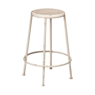 Orsina Artisan Cream Metal Round Footrest Stool from B&Q