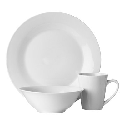 Orsina Elegant 12Pc White Porcelain Dinner Set, Versatile Dinner Et For Kitchen, Sleek Modern Dinnerware Set