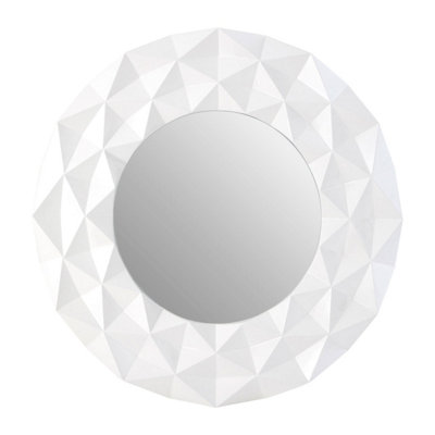 Orsina White High Gloss 3D Design Wall MirrorEasy To Clean Bedroom Wall MirrorHigh-Quality Antique Mirror from B&Q