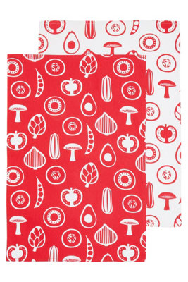 Orsina Set Of Three Besa Red Tea Towels from B&Q