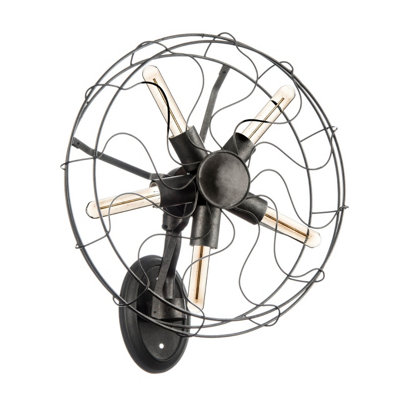 Orsina Retro Fan-Style Wall Lamp With Exposed Metal FrameAccent Wall LightingSilver Finish Multi-Bulb Light from B&Q