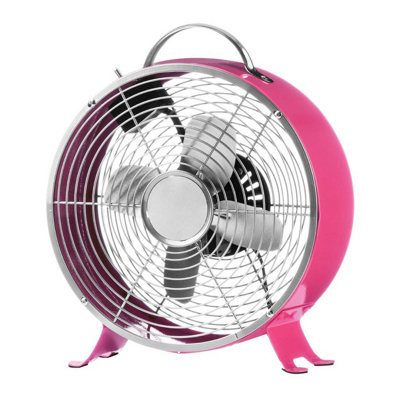 Premier Housewares Portable Retro Desk Fan With 2 Speeds, Hot Pink - Image 3