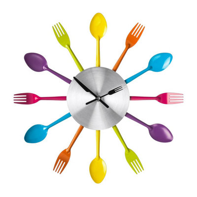 Orsina Multi Coloured Cutlery Wall Clock from B&Q