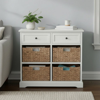 Interiors By Premier Ivory Vermont 2 Drawer 4 Baskets Cabinet - Image 4