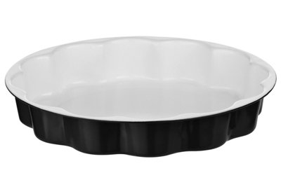 Orsina Functional Design Black Flan DishNon-Stick Carbon Steel Fluted Bakeware For Tarts & QuichesDurable Oven from B&Q