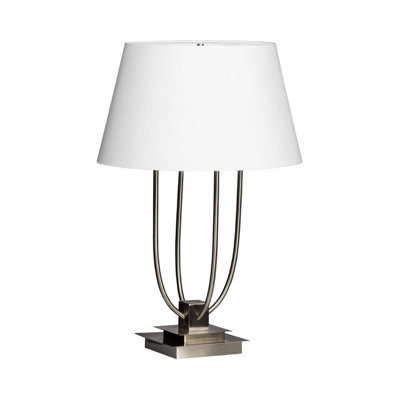 Orsina Satin Nickel Finish Table Lamp With Tapered White Shade,lamp With Four Upward Curving Arms,bedside Lamp from B&Q