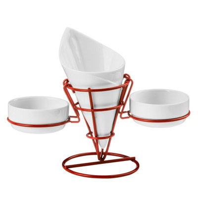 Orsina Red French Fry Cone With 2 Dip Dishes from B&Q