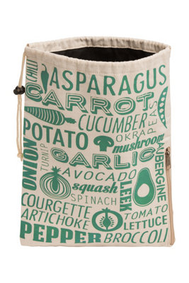 Orsina Vegetable Bag In Green And NaturalBreathable Cotton Storage Sack With Drawstring ClosureStylish from B&Q
