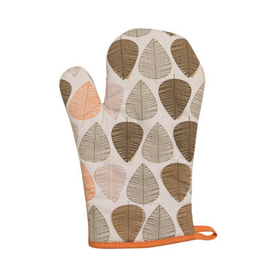 Orsina Orange Leaf Single Oven GloveAutumnal Leaf Print With Quilted Heat-Resistant PaddingOffers Safe Grip from B&Q