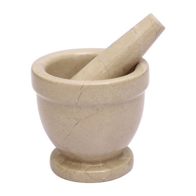 Orsina Champagne Marble Mortar & Pestle,perfect Grinding Pestle & Mortar,easy To Clean Large Mortar & Pestle from B&Q