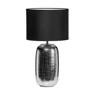 Orsina Chrome Finish Ceramic Base Table Lamp With Black Shade,bedside Lamp,desk Lamp With In-Line On/off Switch from B&Q