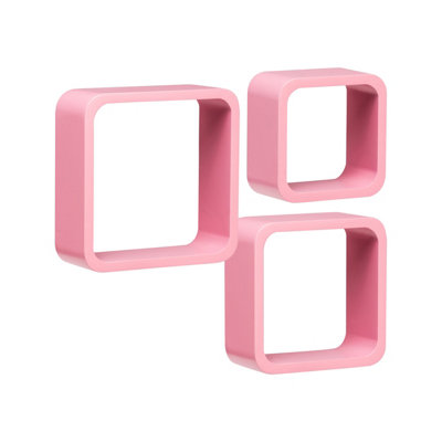 Premier Housewares Pink Maison By Premier Set Of Three Mdf Wall Cubes