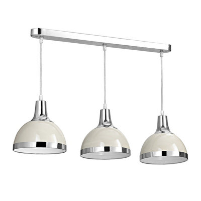 Orsina 3 Shade Clay Pendant LightMilky Clay Colour With Chrome TrimNordic Style Metal Pendant Light For Kitchen from B&Q
