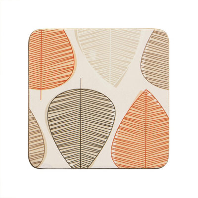 Orsina Set Of Four Orange Leaf Coasters from B&Q