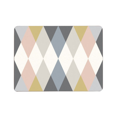 Orsina Set Of Four Cork Rectangular PlacematsDurable Heat-Resistant Table Mats With Diamond Design from B&Q