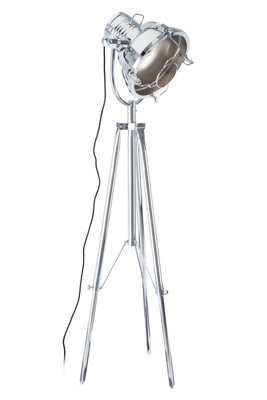 Orsina Industrial Tripod Floor LampHeight Adjustable Chrome Floor LightTiltable Spotlight With In-Line Switch from B&Q