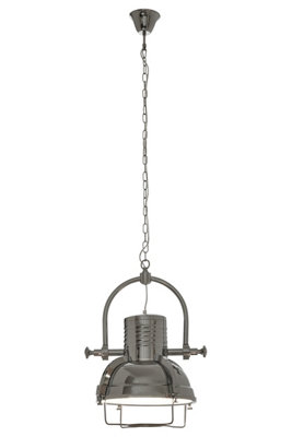 Orsina Industrial Revolution Pendant LightChrome Finish Ceiling LightStatement Industrial Lamp