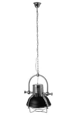 Orsina Industrial Revolution Black Pendant LightRetro-Style Matte Black & Chrome Finish LampIndustrial Lighting