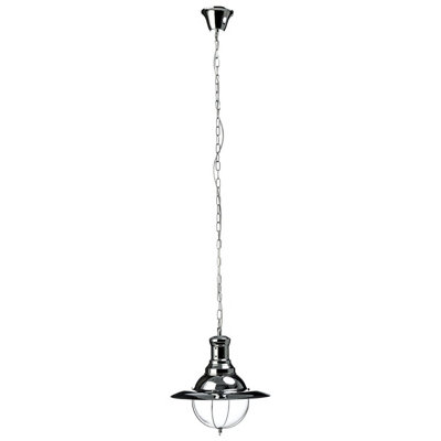 Orsina Glass Pendant With Chrome Metal FrameIndustrial Lighting For BarsShiny Drop LightLuxe Lighting Fixture from B&Q