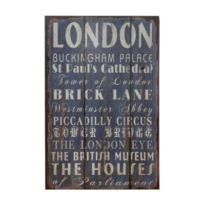 B&Q -  London Wall PlaqueBold Wooden Sign Featuring Iconic City NameNatural Finish Brings Rustic Urban Appeal,