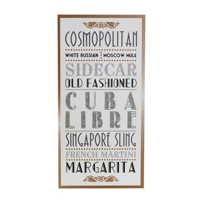 Orsina Cocktail Wall PlaqueWooden Sign With Vibrant Cocktail-Themed TypographyRustic Finish Adds Fun And Flair from B&Q