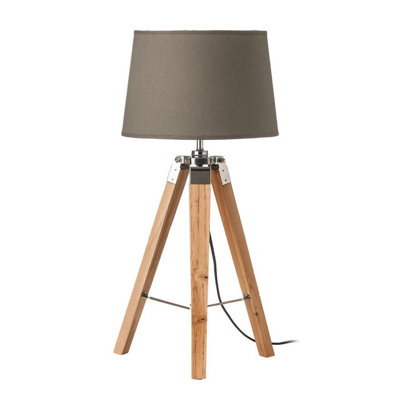 Orsina Tripod Table LampLight Wood Base With Black Metal DetailingTapered Fabric Shade Offers Soft from B&Q