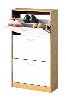 Orsina Sturdy White And Oak Veneer 3 Drawer Shoe CupboardEasy Access Shoe CupboardMultipurpose Shoe Organizer from B&Q