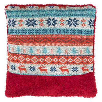Orsina Fairisle Red Throw CushionPolyester Décor Cushion For RelaxingWashable Cushion For SofaBedChair from B&Q