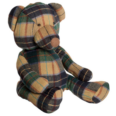 Orsina Large Green Check Bear Door StopDecorative Bear Doorstop For Garden DoorsHeavy Secure Door Stop Holder from B&Q