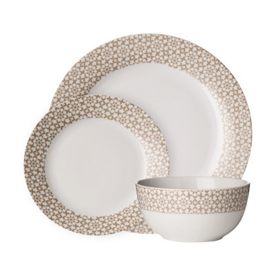 Orsina Durable Casablanca 12 Piece Natural Dinner SetStylish Set For DinnerContemporary Design Crockery Set from B&Q