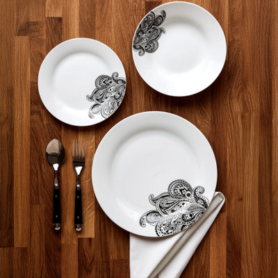 Orsina Durable Prince 12 Piece Black Dinner SetStylish Dinner Set For DinnerContemporary Design Crockery Set from B&Q
