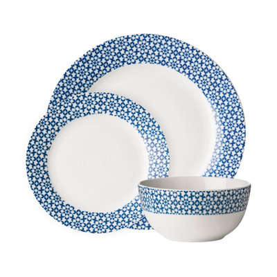 Orsina Durable Casablanca 12 Piece Blue Dinner Set MobStylish Set For DinnerContemporary Design Crockery Set from B&Q