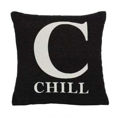 Orsina Words 'chill' Black Cushion from B&Q