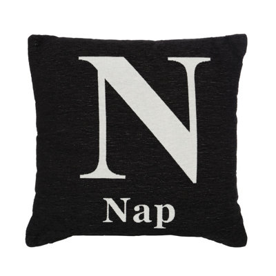 Orsina Words 'nap' Black Cushion from B&Q