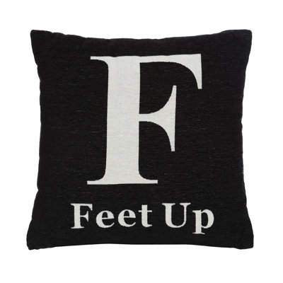 Orsina Words 'feet Up' Black Cushion from B&Q