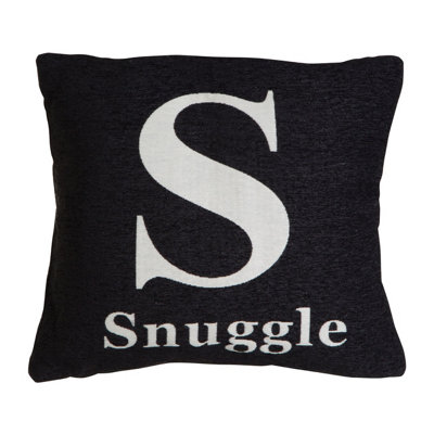 Orsina Words 'snuggle' Black Cushion from B&Q