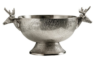 Orsina Stag Punch BowlRobust Metal Finish Centrepiece BowlPunch Beverage Bowl With Detailed Deer Head Handles from B&Q