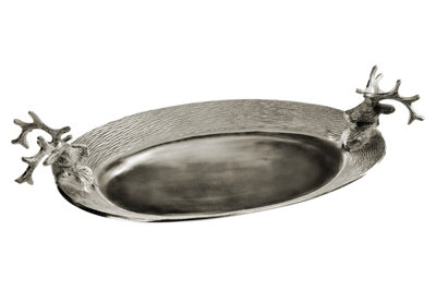 Orsina Aluminium Serving TrayDinner Tray  With Stag Head HandlesChristmas Kitchen Tray For Gatherings from B&Q